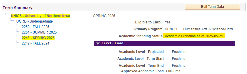 Academic Probation Snip