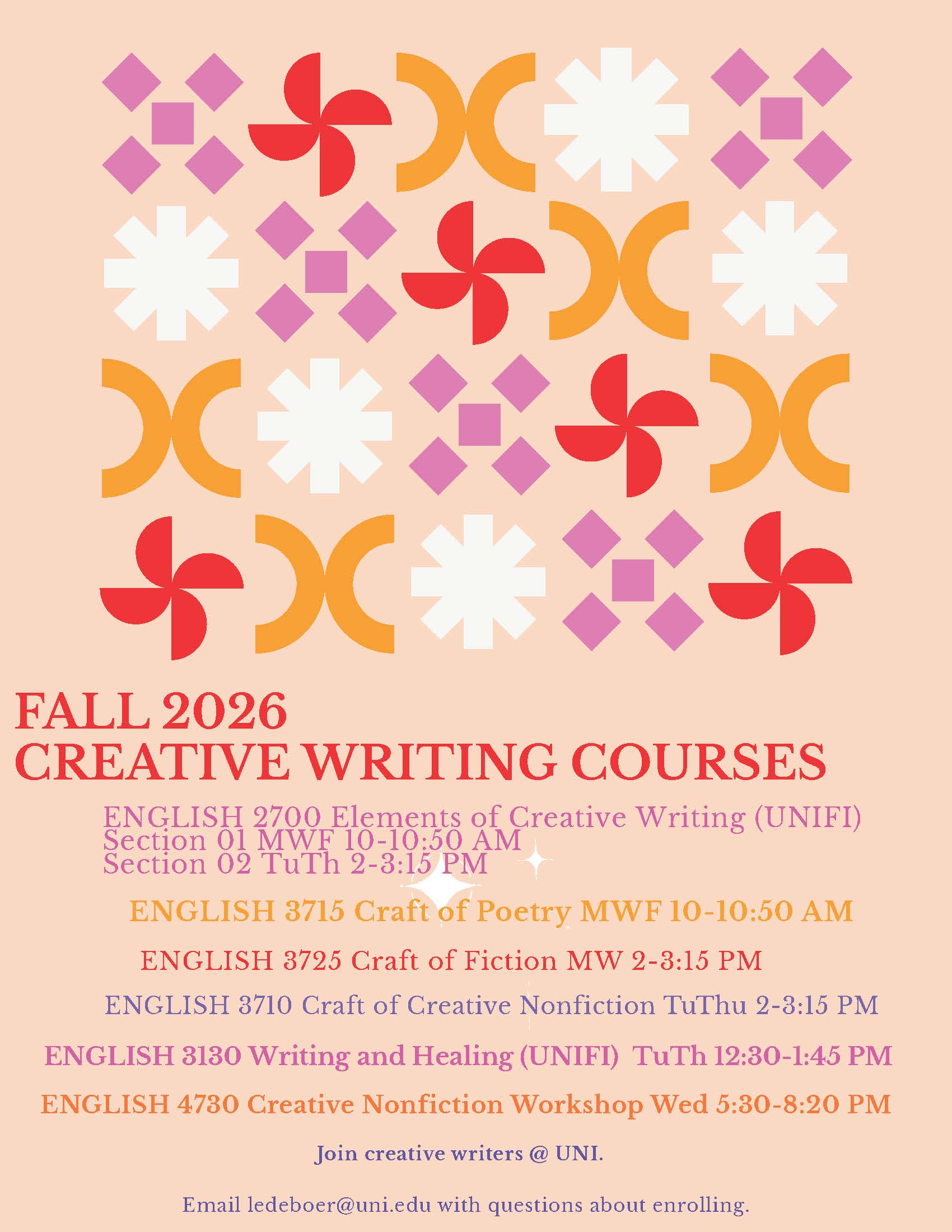 Fall 2026 Creative Writing Courses snip