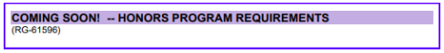Temporary Honor Program Message